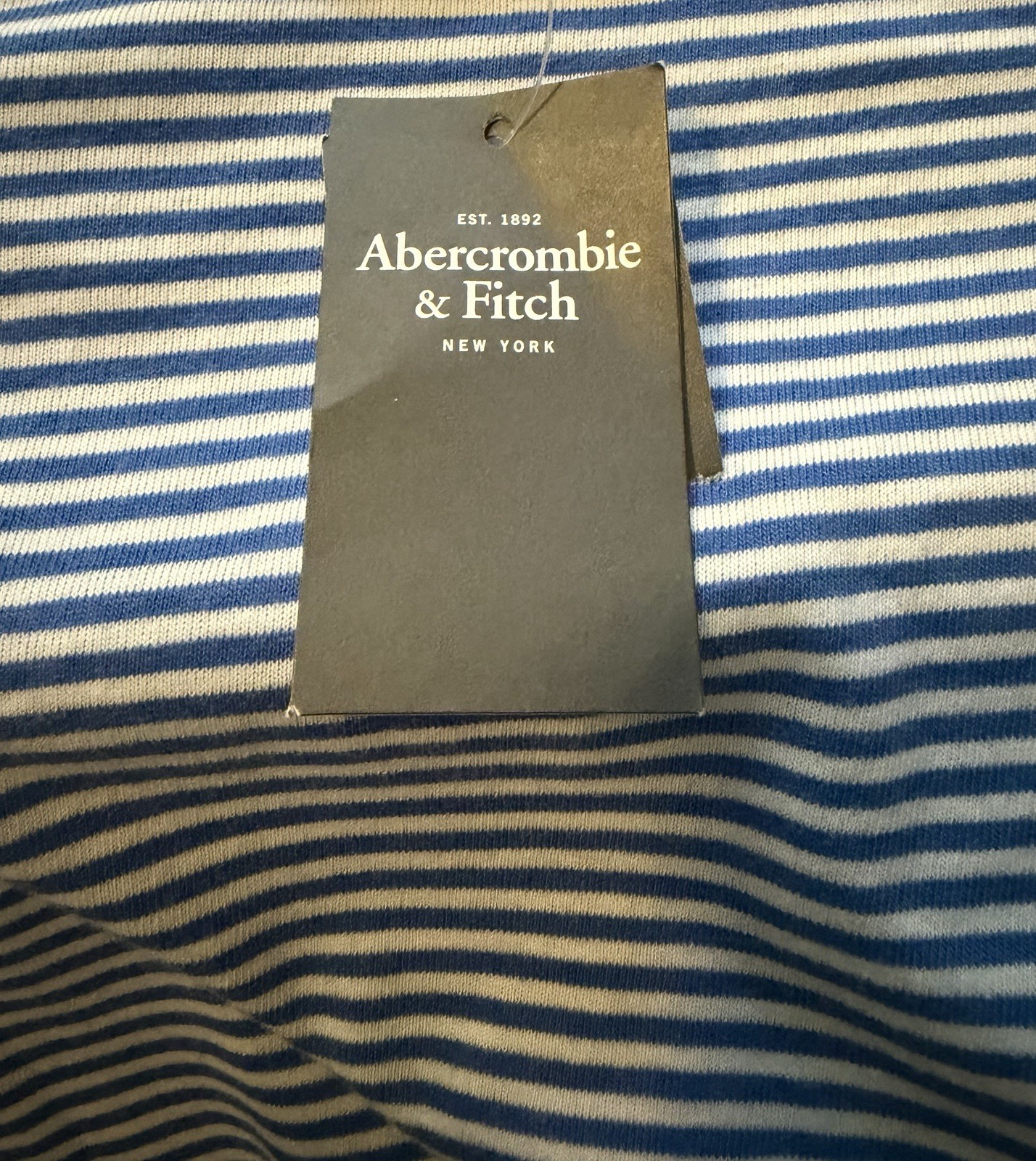 NWT Abercrombie & Fitch Muscle Fit Blue White Striped Crew Neck Tee XL