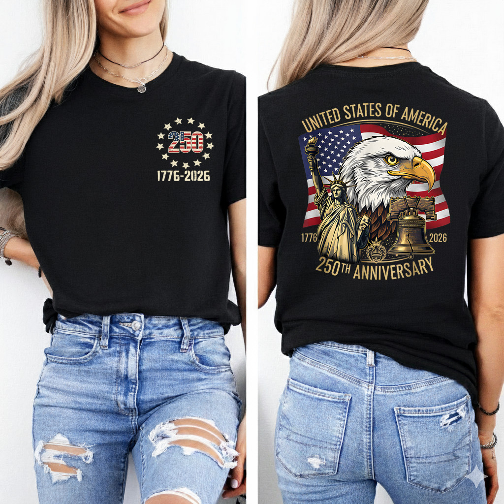 250 Years 1776-2026 250th Birthday Eagle Liberty Bell T-Shirt