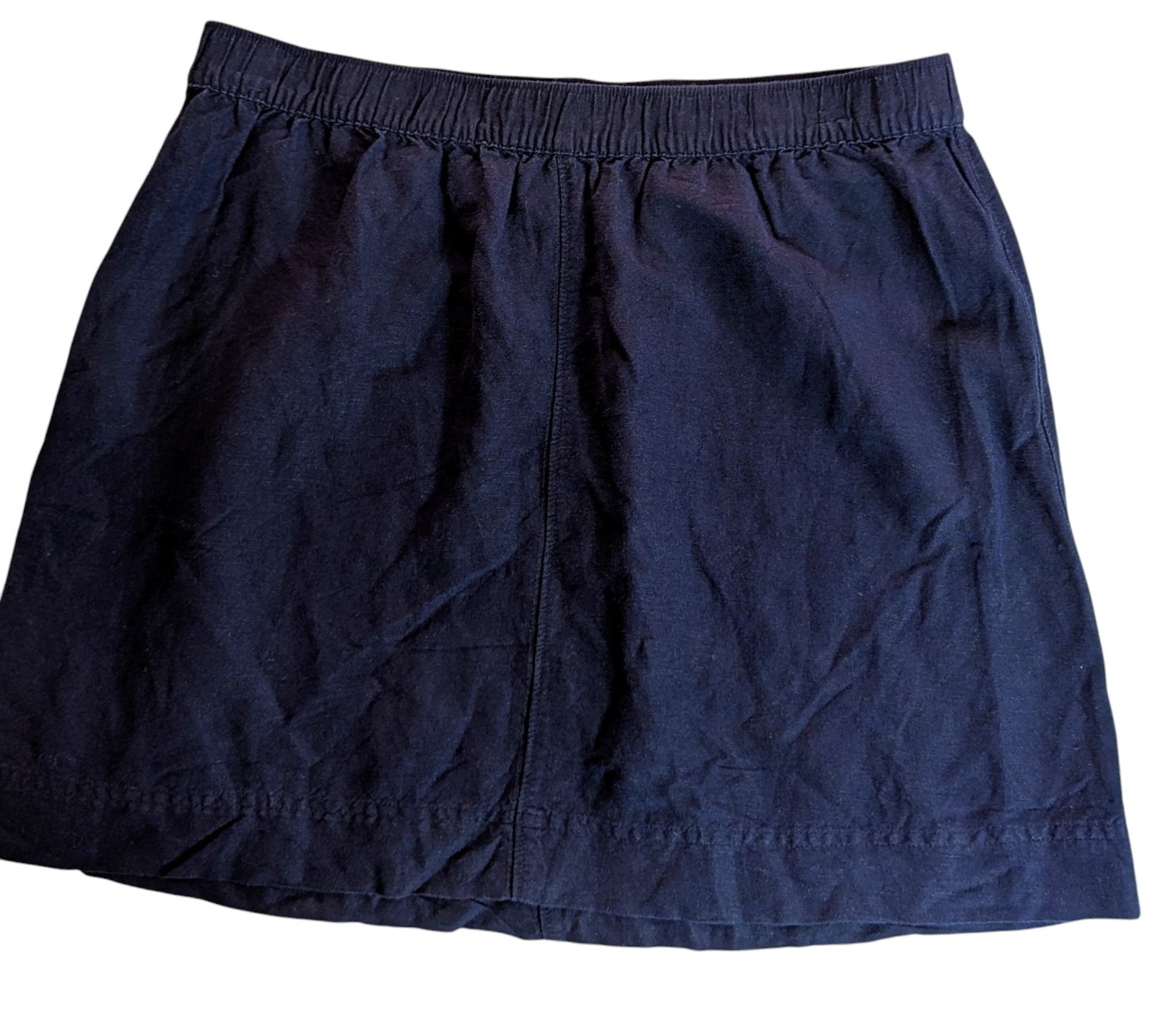 Merona Pull-On Linen Skirt Sz Small Navy A-Line Casual Travel Beach Cruise