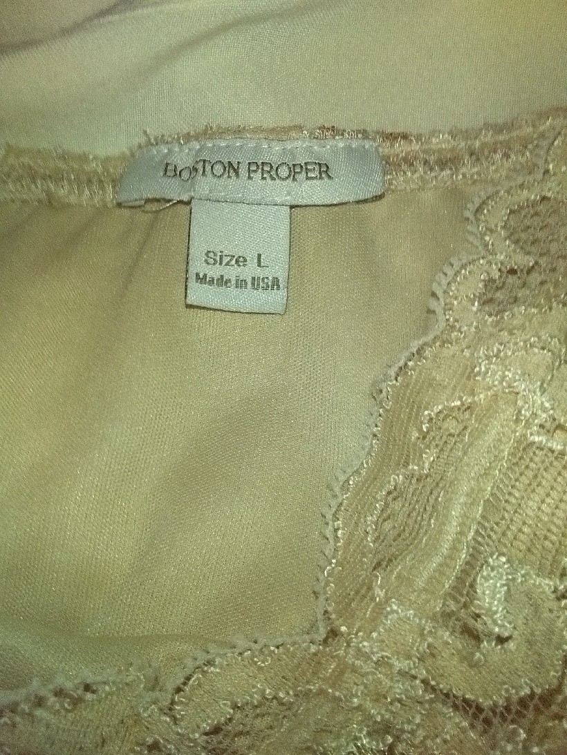 NWOT BOSTON PROPER Size Large TAUPE Lace Halter/W Spaghetti Straps Made in USA