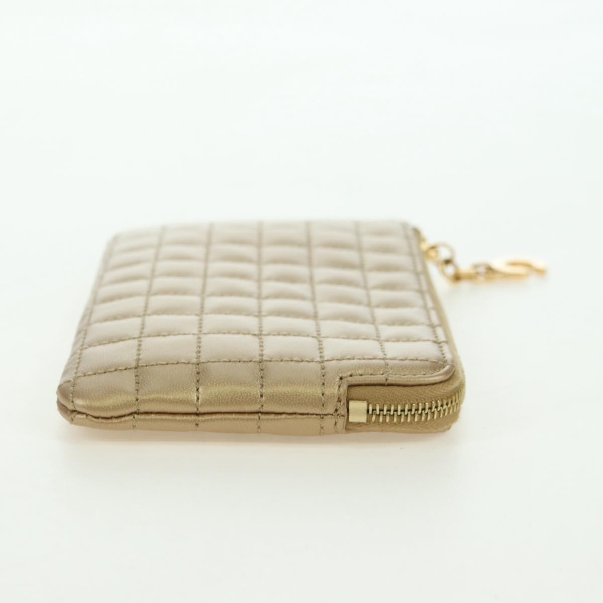 CELINE C Charm Coin Purse Leather Gold Auth am11616V