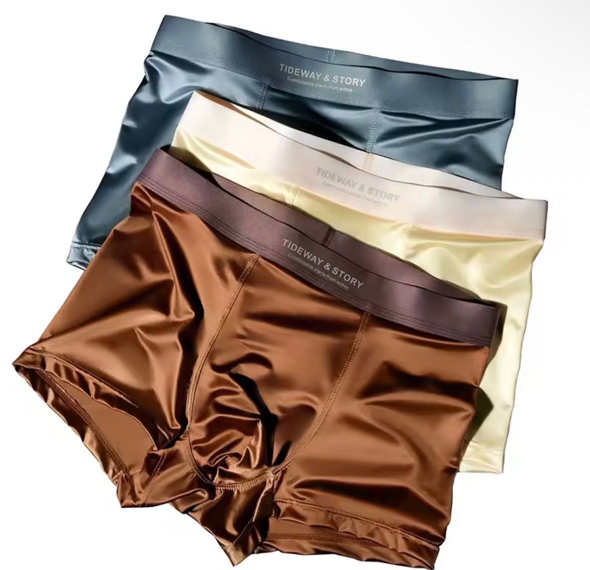 4PCS Men’s Ice Silk Underwear Breathable Boxer Shorts Seamless Satin Soft Briefs