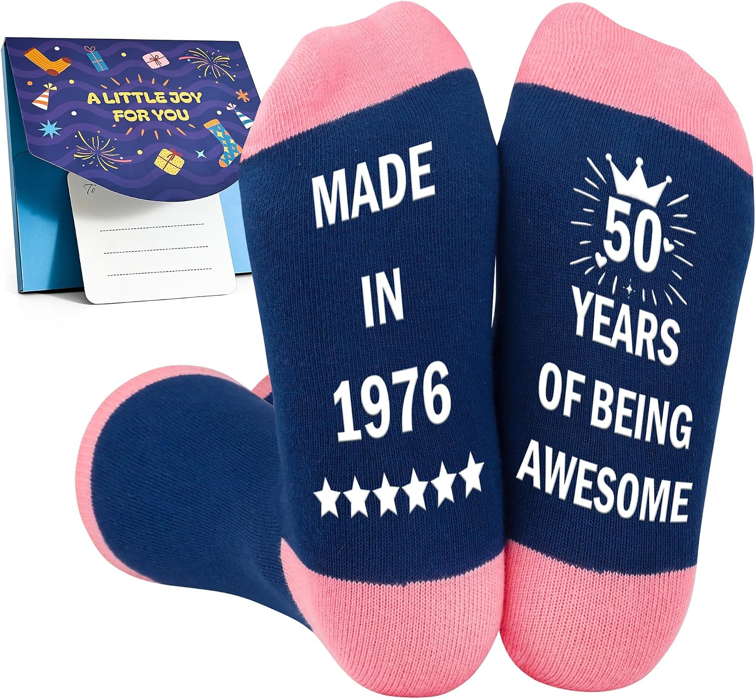 Funny Birthday Gifts for Women, Non-Slip Cotton Crew Socks, 30th 40th 50th 60th