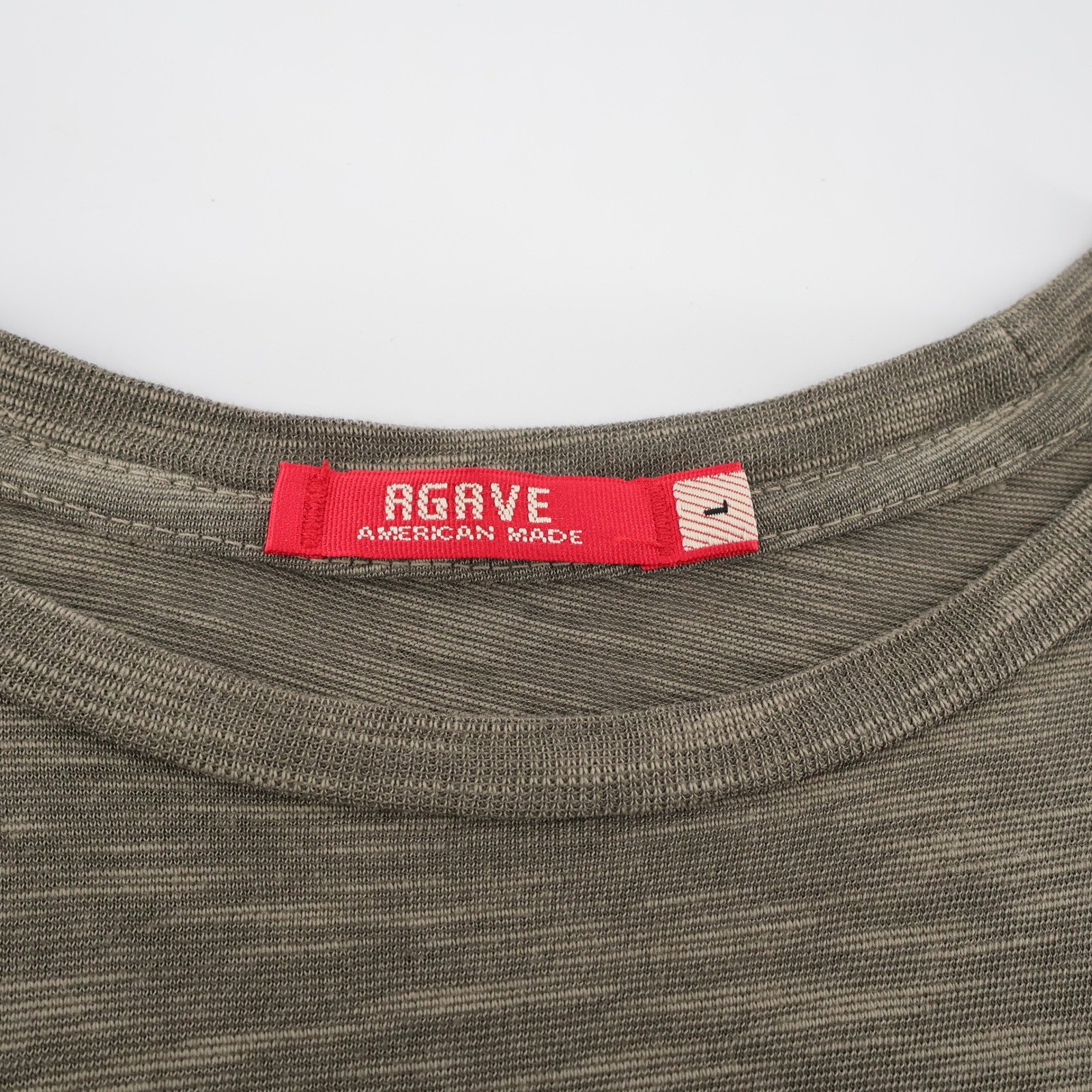 Agave AgaveLux Slub Crewneck T-Shirt Olive Short Sleeve Mens Large