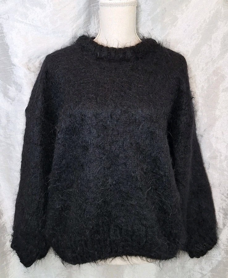 VTG THE GOLD LABEL DESIGNER COLLECTION SzL 85% Mohair Luxe Jumper Sweater Black