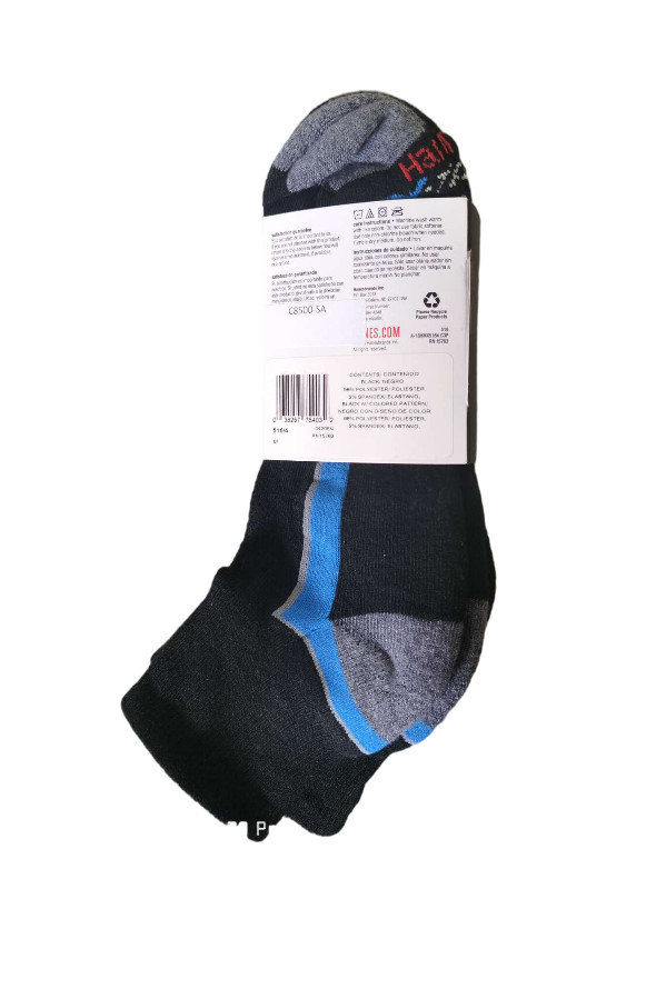 Hanes® Men’s X-TEMP Black Ankle Socks 4-Pack ” Arch Support & Active Cool” 516/4
