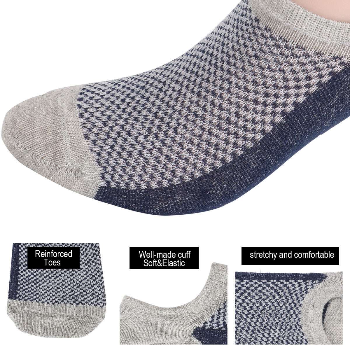 5 Pairs Mens Women No Show Invisible Nonslip Low Cut Socks