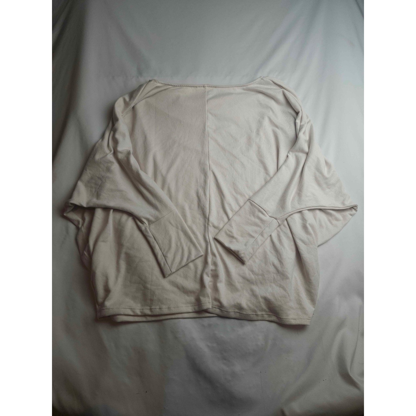 Zenana Womens Cream Batwing Dolman Sleeve Cowl Neck Oversized Top Large