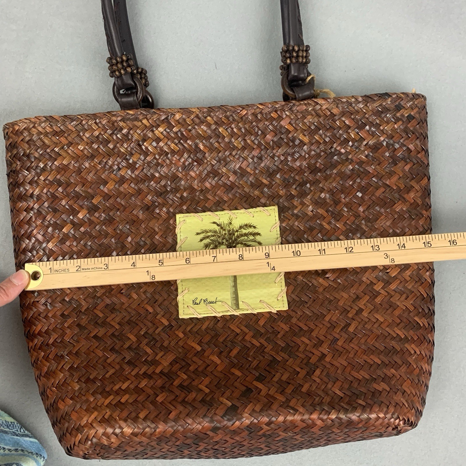 Sun N Sand Brown Woven Tote Beach Palm Tree Tropical Boho Handbag By Paul Brent