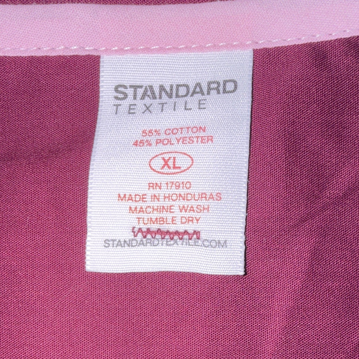 Standard Textile Unisex Medical Scrub Set (x2 )XL Burgundy/Pink Trim Solid Wove