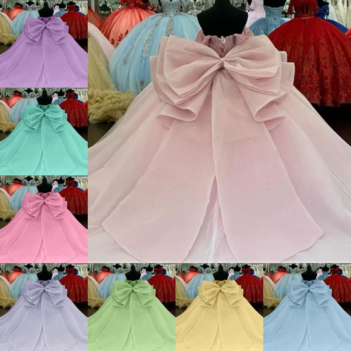 Big Bow for Quinceanera Dresses Sweet 15 16 Dress Custom Color Birthday Party
