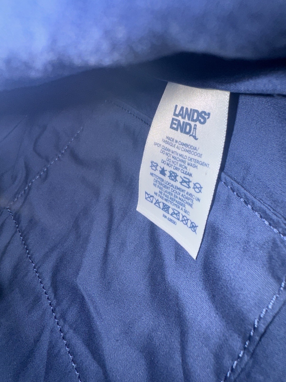 Lands End crossbody Tote Blue Flannel Quilted New With Tags