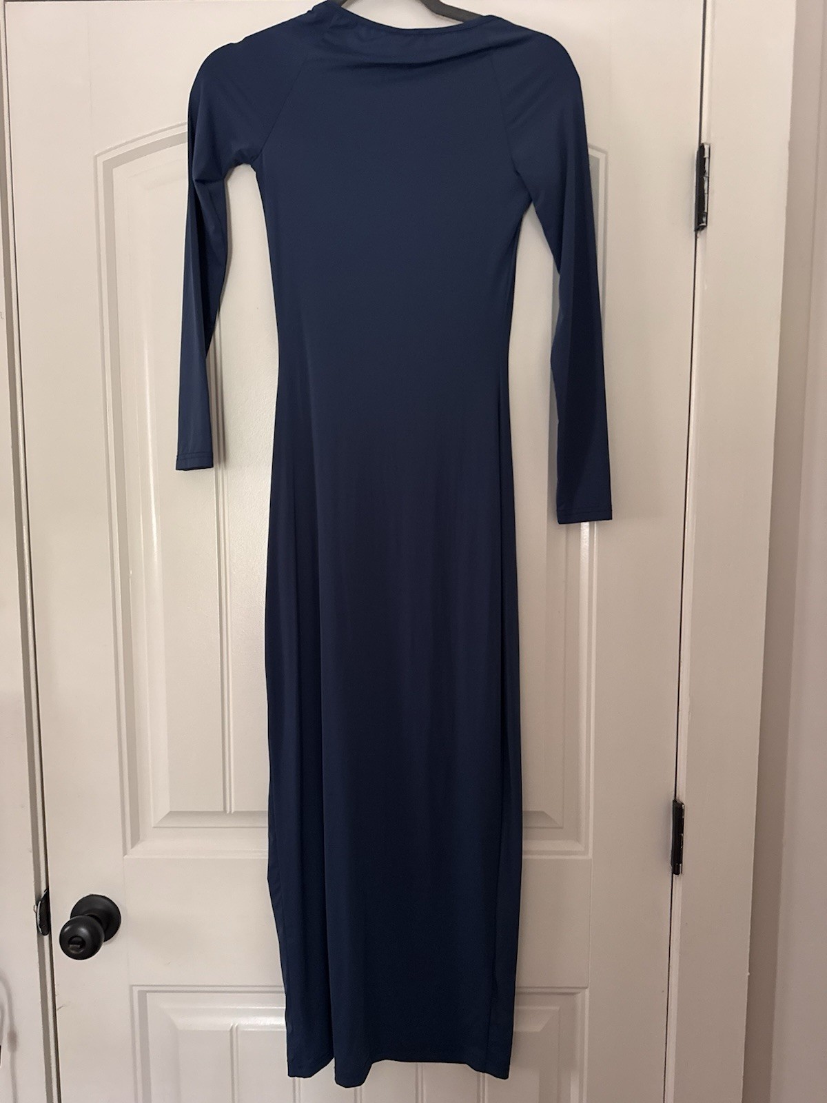 Princess Polly Women’s Blue Solid Maxi Bodycon Dress Square Neck Side Slit XS