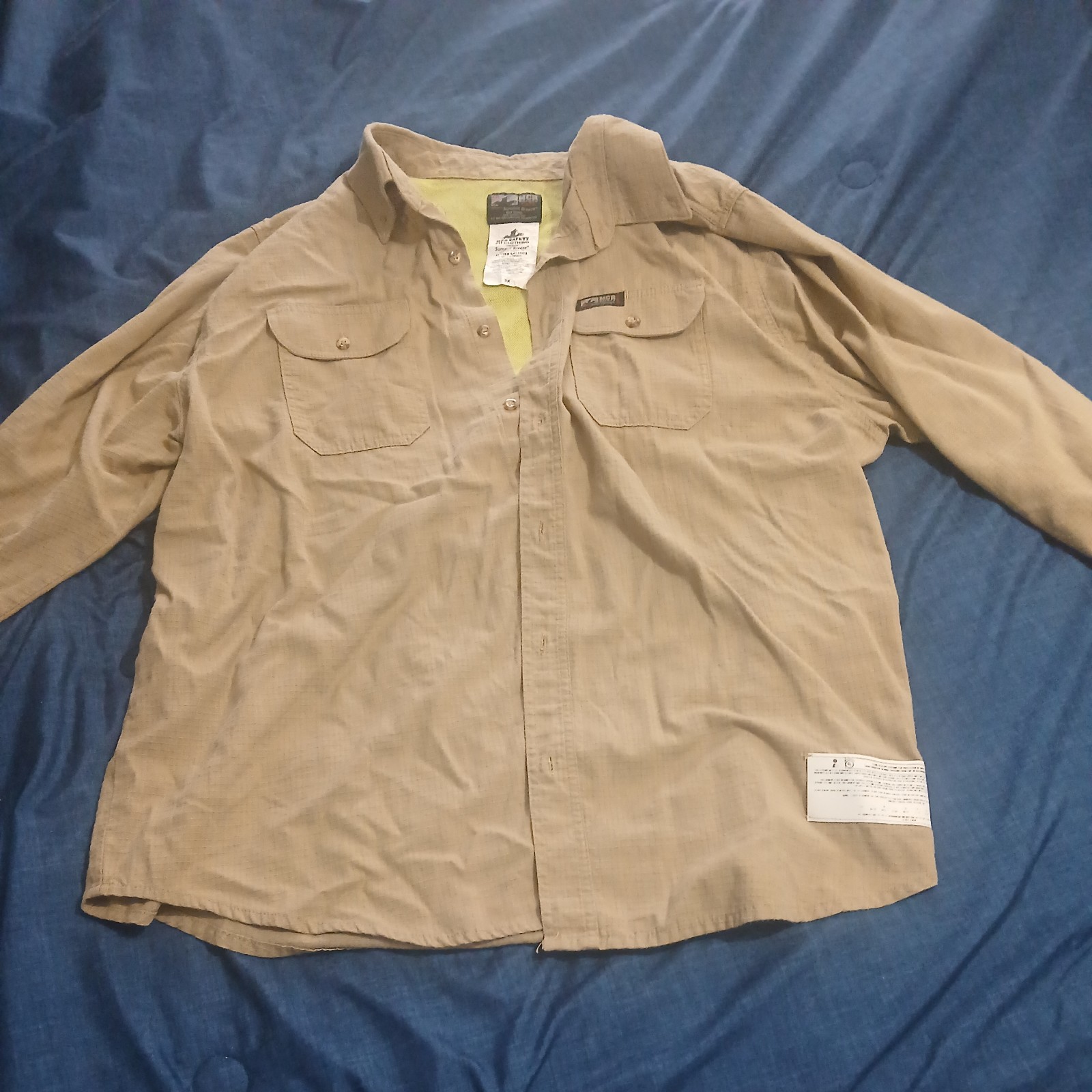 MCR Safety Mens 3X Summit Breeze FR Shirt Button Down Khaki Vented Mesh CAT 2