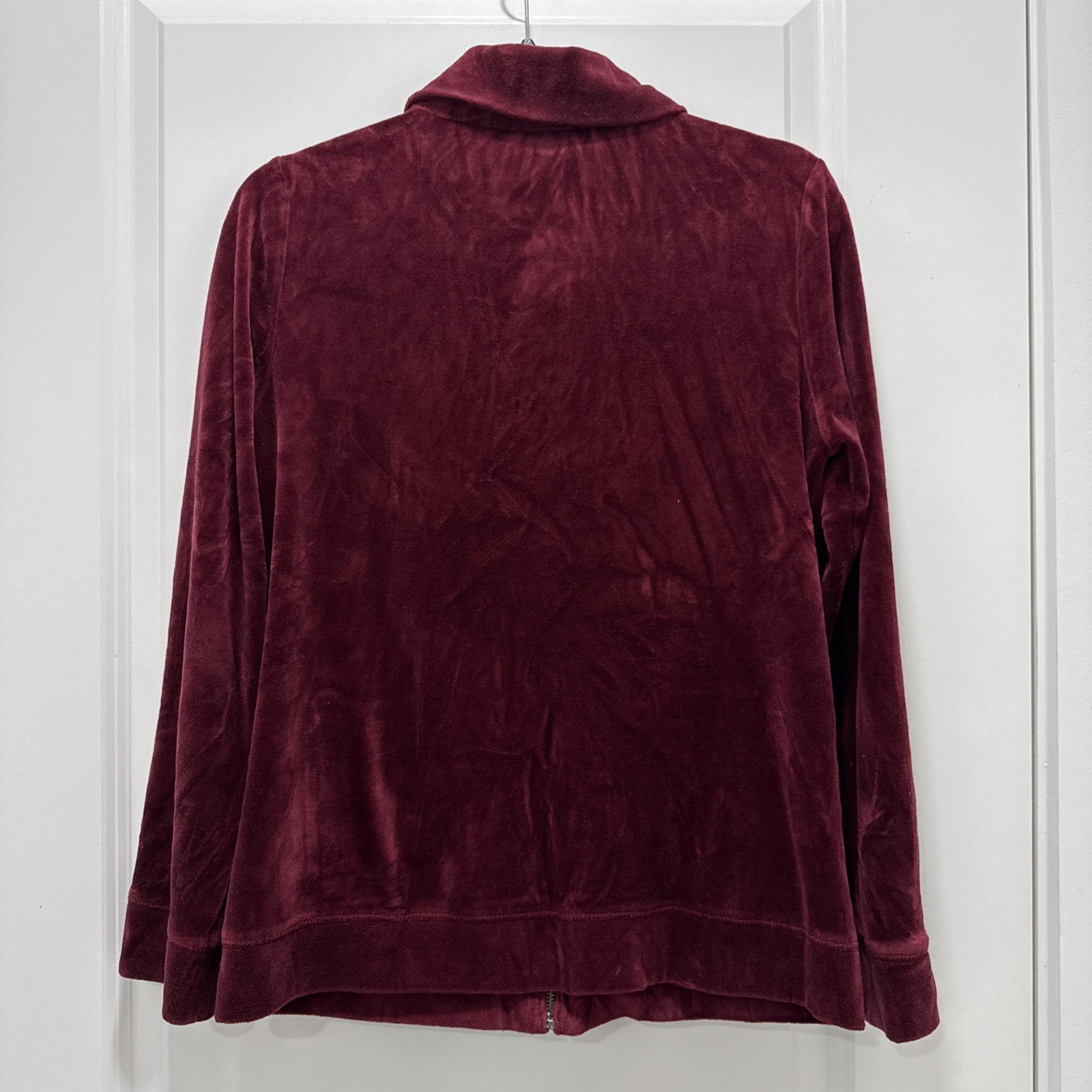 Talbots Velour Zip Front Sweatshirt & Pants Set Size Small Burgundy