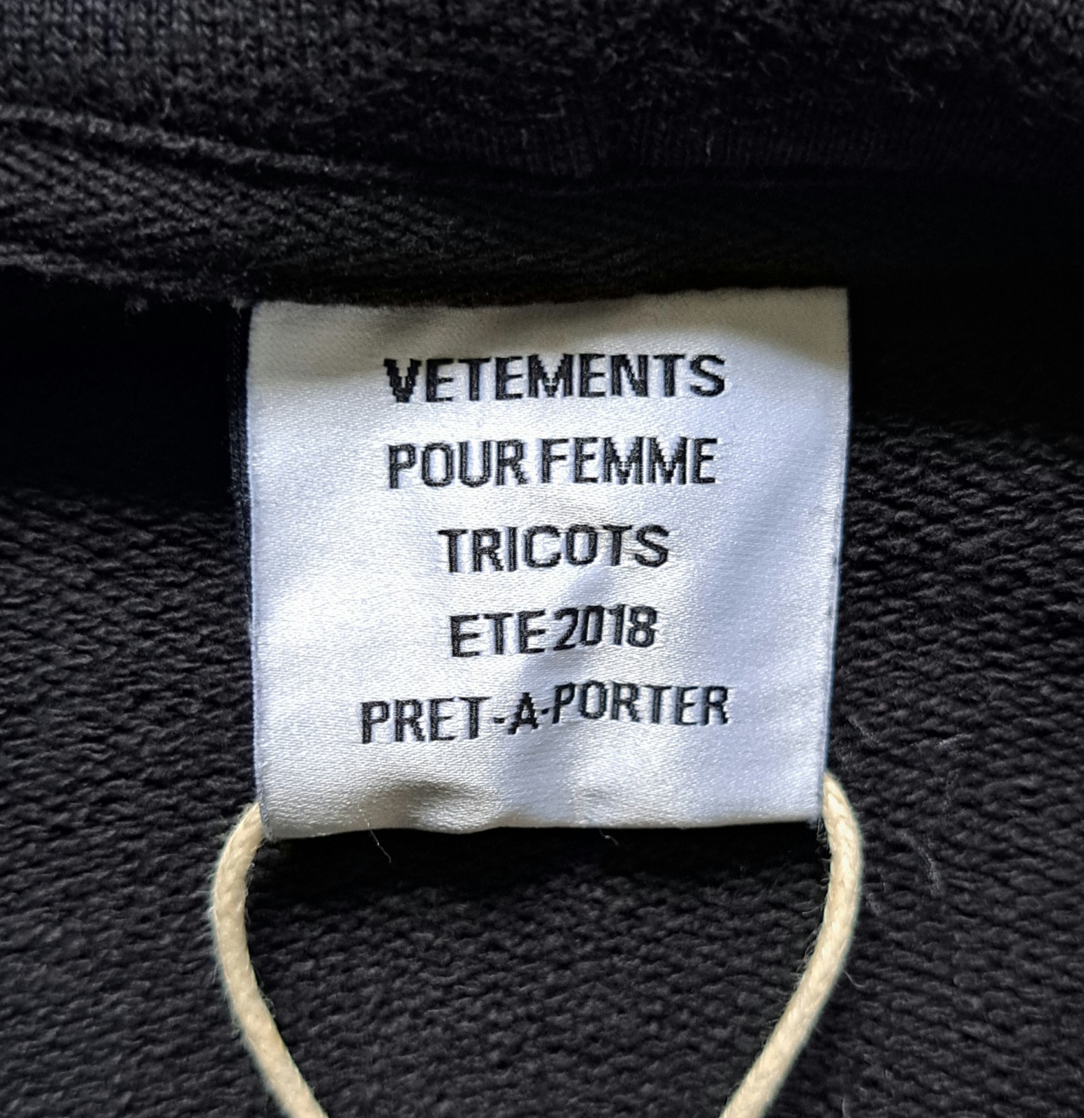 Vetements Authentic Tape Hoodie Black SS18 Women’s S Oversized Made In Portugal