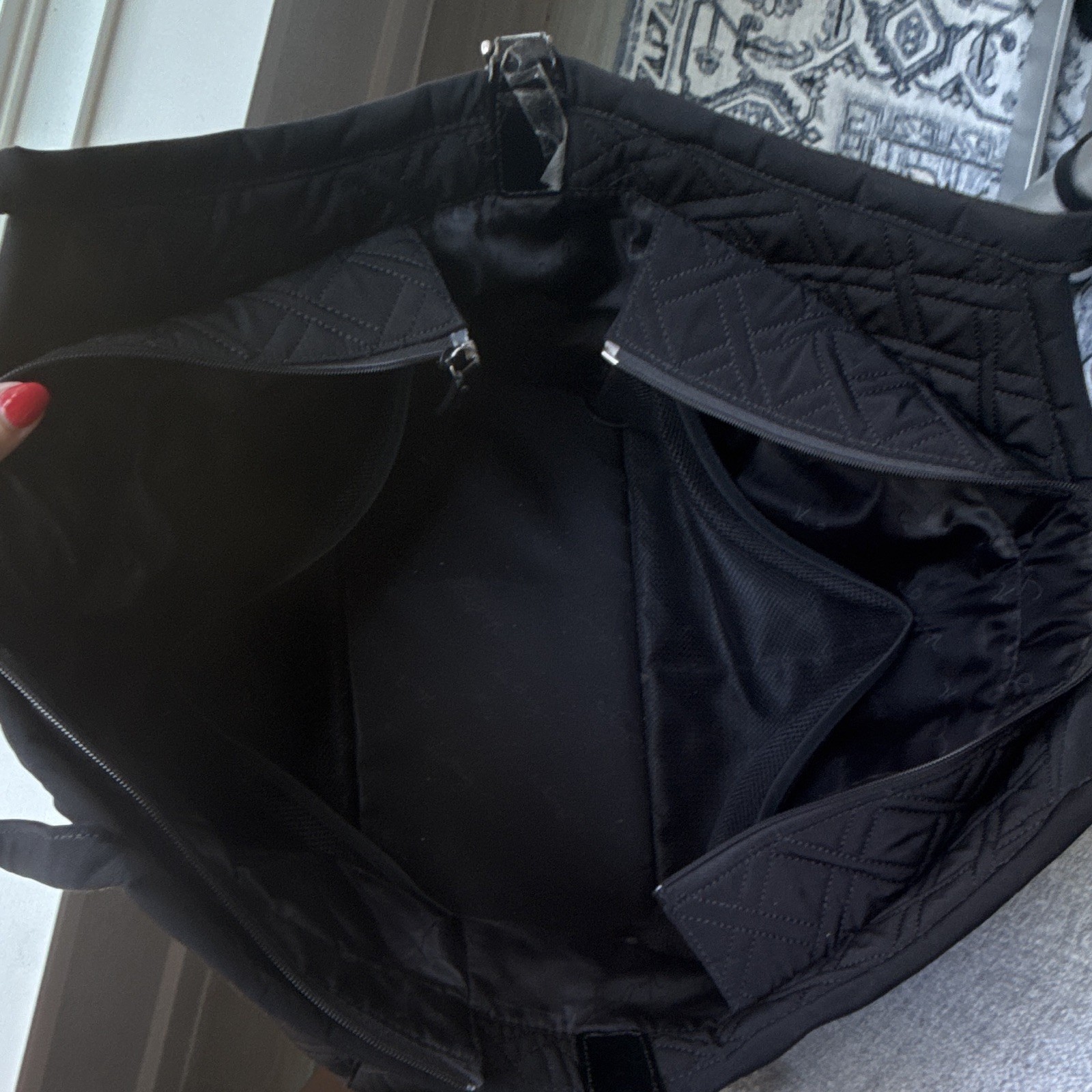Vera Bradley Black Large Tote Bag Zip Top Double Handles Detachable Strap