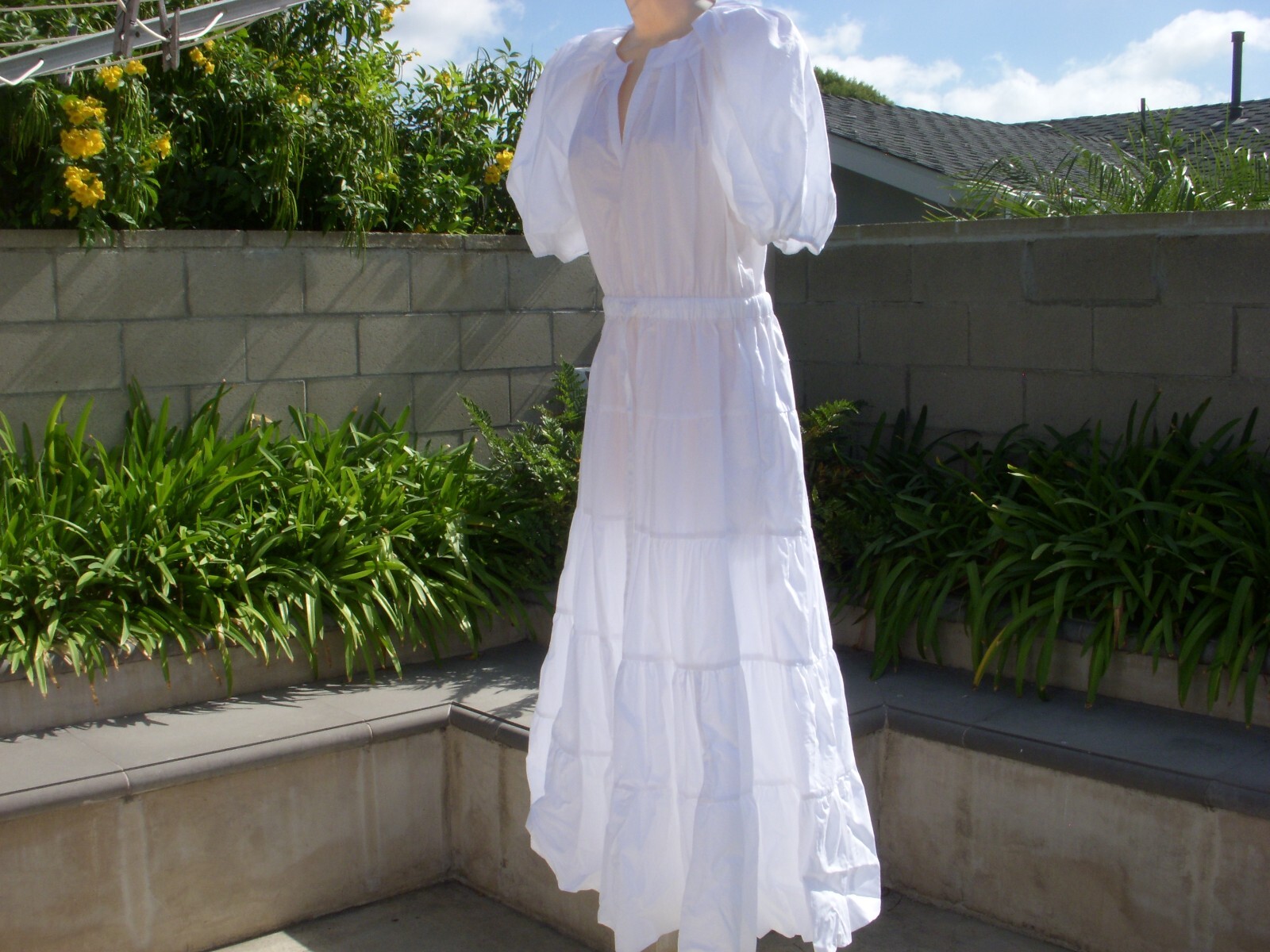 Ulla Johnson OLINA White Blanc or Coral Cotton Midi Dress, Flounced Skirt Size 2