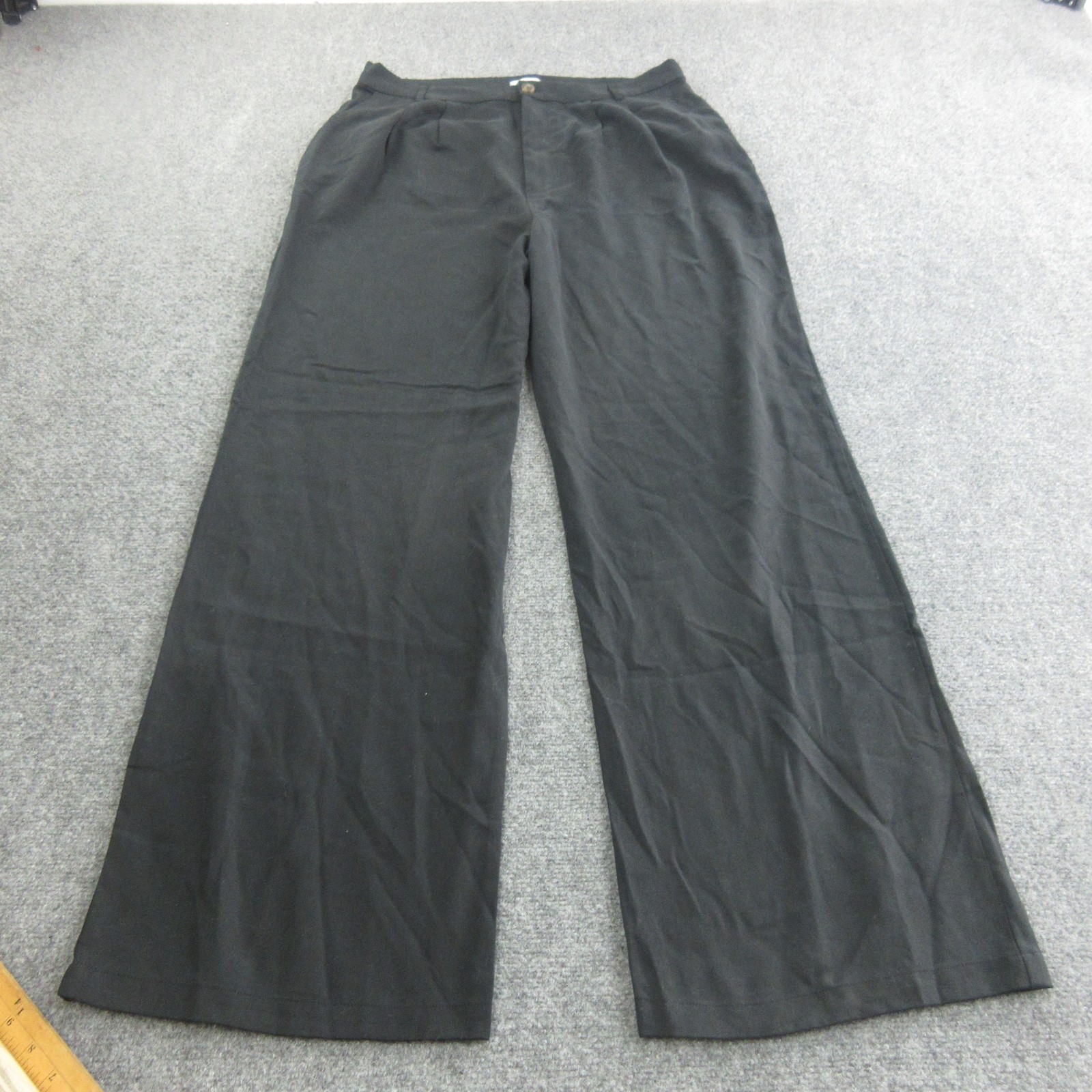 Reformation Dress Pants Womens 12 Black Lyocell Wide Leg Pleated Career Trousers