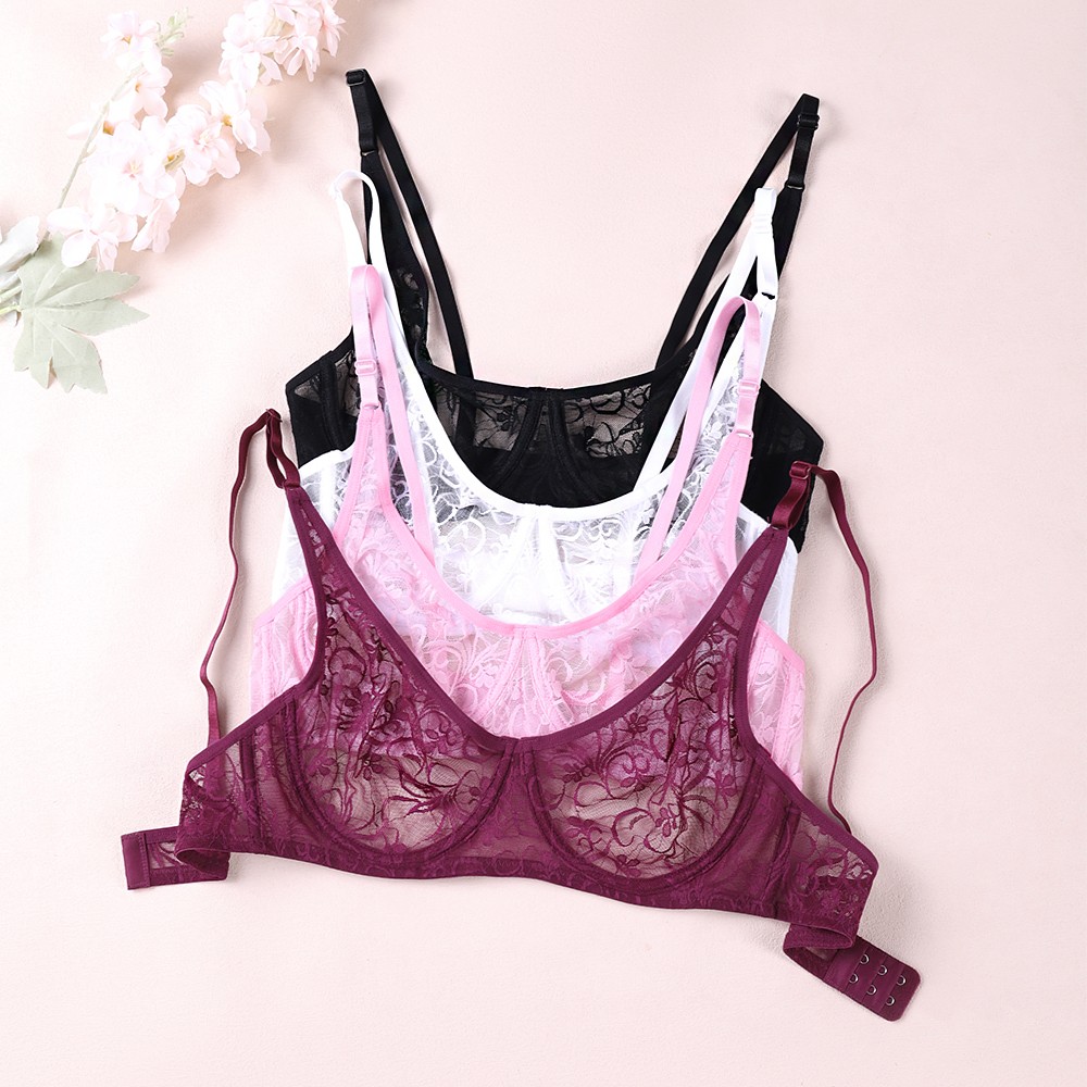 Comfy Bra Ultra Sheer Womens Bras See Through Brassiere Lace Sexy Lingerie BHS