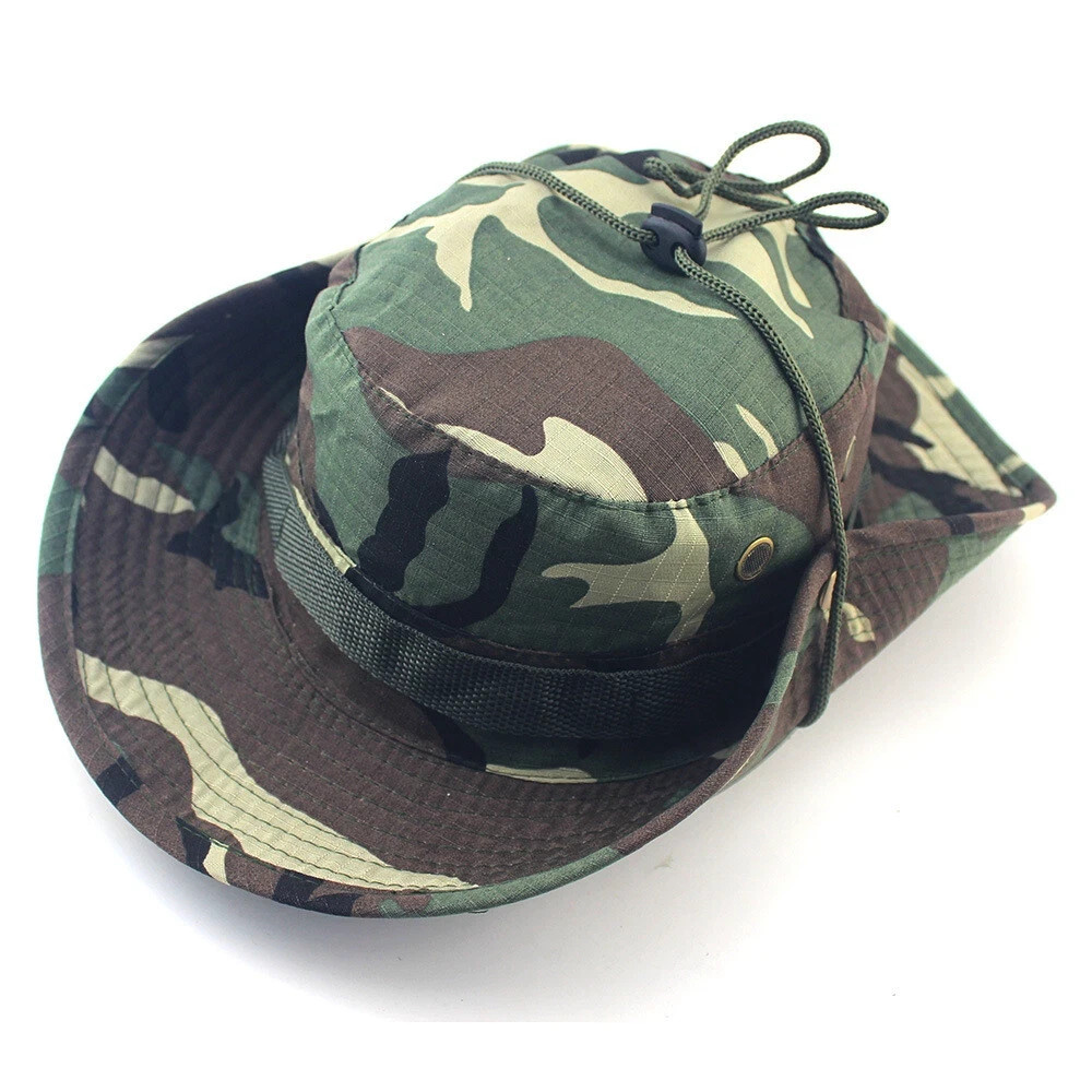 Tactical Boonie Hat Bucket Cap Military Camo Wide Brim Sun Bush Booney Fishing