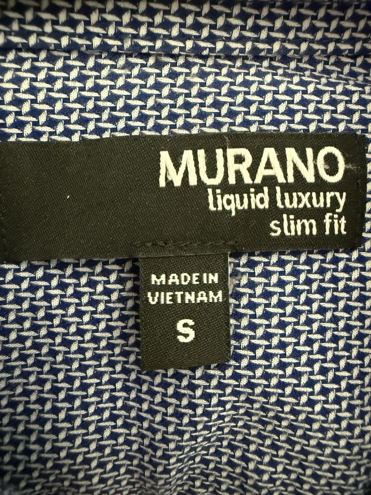 Murano Liquid Luxury Men’s Slim Fit Button-Up Shirt Blue Geometric Size S