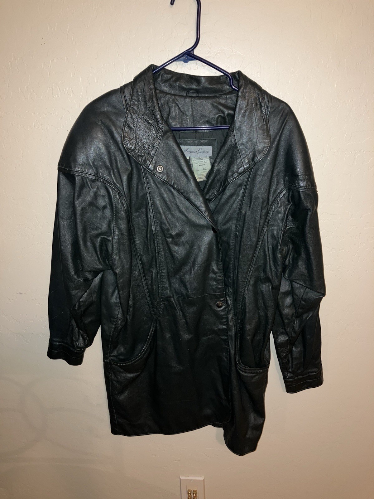 Margaret Godfrey Women’s Leather Coat Black Size 4 Excellent Condition