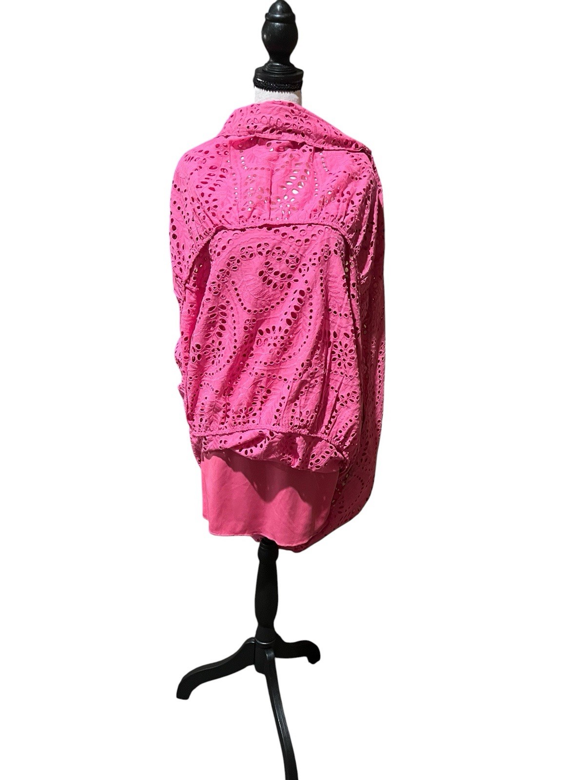 Seni & Cade Women’s XS Pink Eyelet Cotton Maxi Dress Sweetheart Neck Tiered NWT
