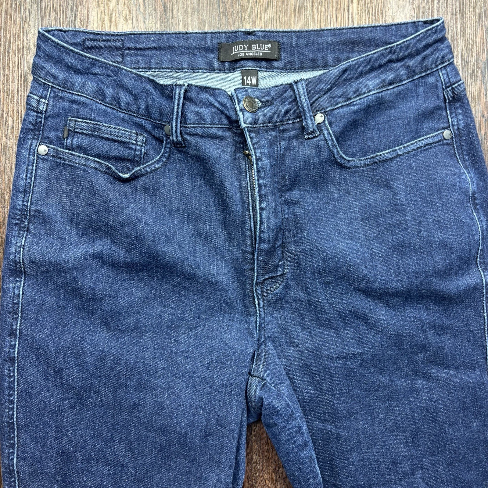 Judy Blue High Waist Control Top Straight Jeans Raw Hem Dark Wash Size 14W