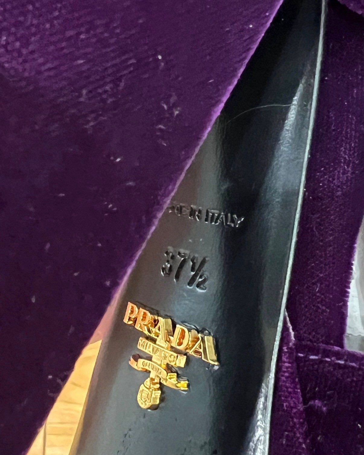 Prada Purple Velvet Rhinestone Buckle Platform Open Toe Ankle Strap, 37.5