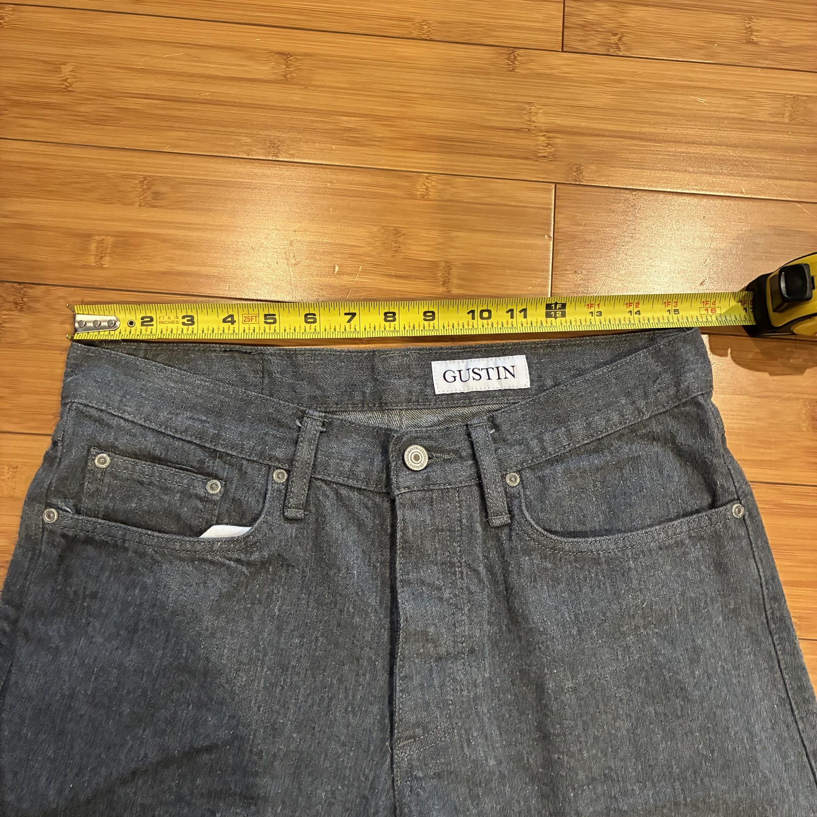 Gustin California Straight Raw Men’s Grey Jeans 31×32 Selvedge Denim