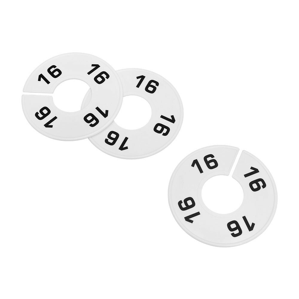 10 PCS WHITE 3-1/2″ Round Plastic SIZE 16 Dividers Hangers Retail Clothing Rack