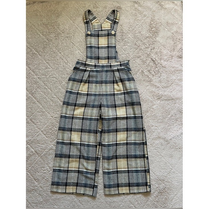 Asos Plaid Overall Jumpsuit Wool Blend Preppy Minimalist Academia Capsule Sz 4