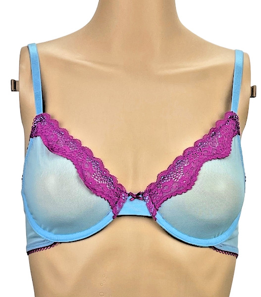 VICTORIA’S SECRET TEASE LACE TRIM UNLINED SHEER MESH DEMI BRA NWT