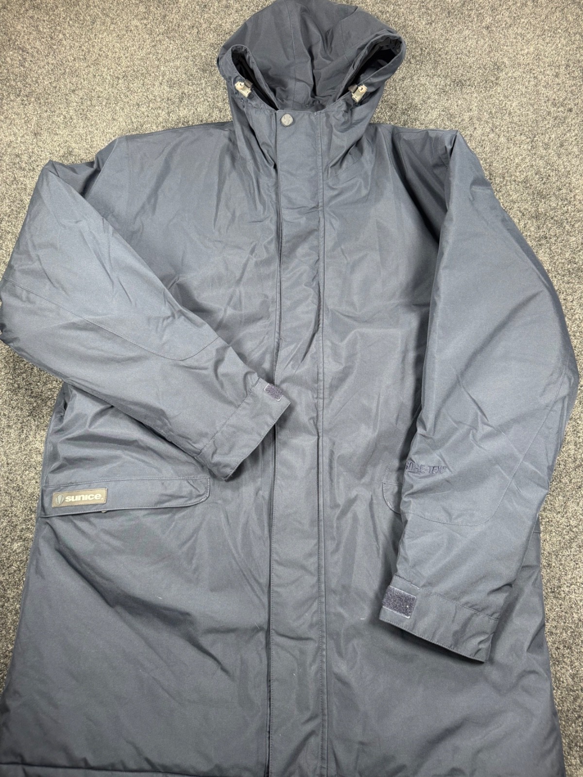 Sunice Gore-Tex Hooded Rain Jacket Parka Waterproof Navy Mens Large