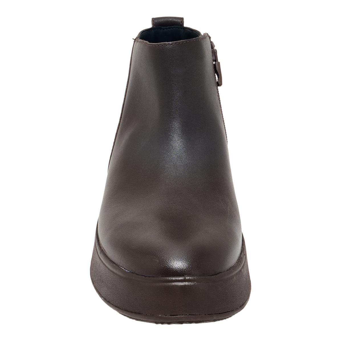 #FitFlop F-Mode Leather Flatform Zip Ankle Boot—Size 10 EU42—Black RETAIL $170
