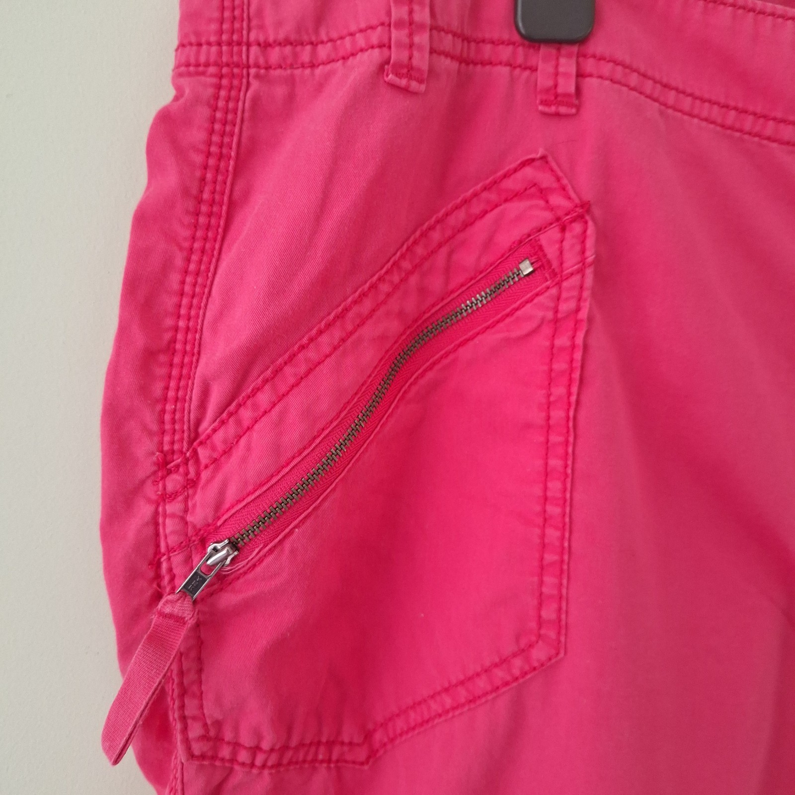 M&S Cargo Combat Trousers Cropped Adjustable Length UK22 Hot Pink 100% Cotton