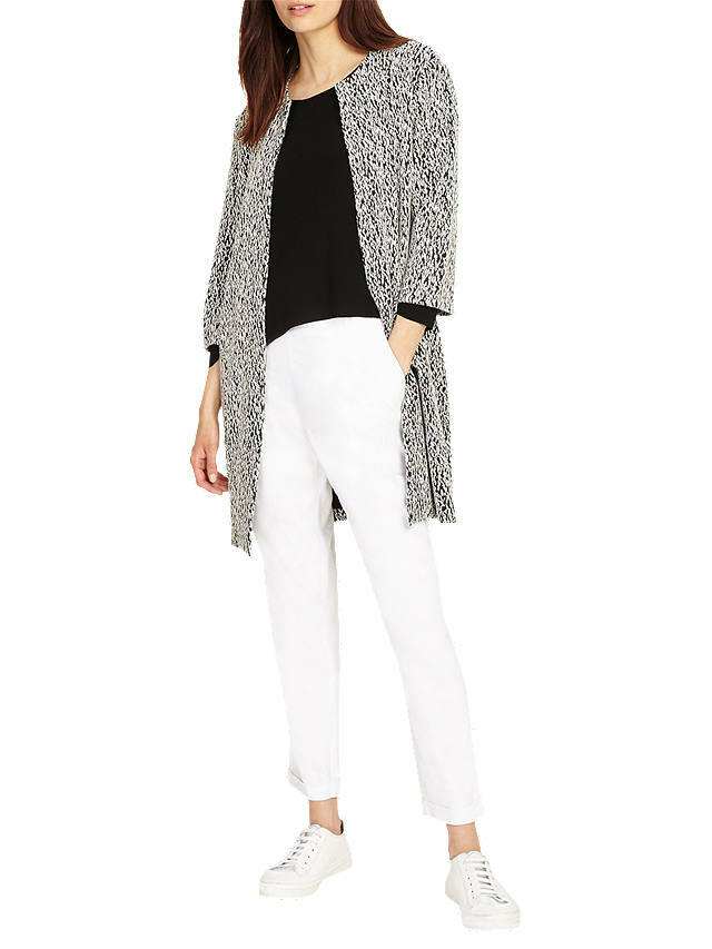 Phase Eight Jan Coatigan Size UK10 Stretch Jacket Long Line Cardigan Black White