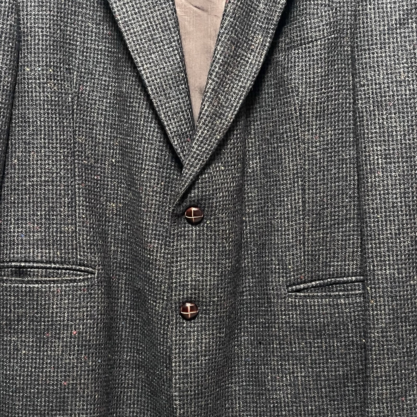 Vtg BOSTON TRADERS Men 44R Tweed Sportcoat Wool Blazer Birdseye Fleck Multicolor