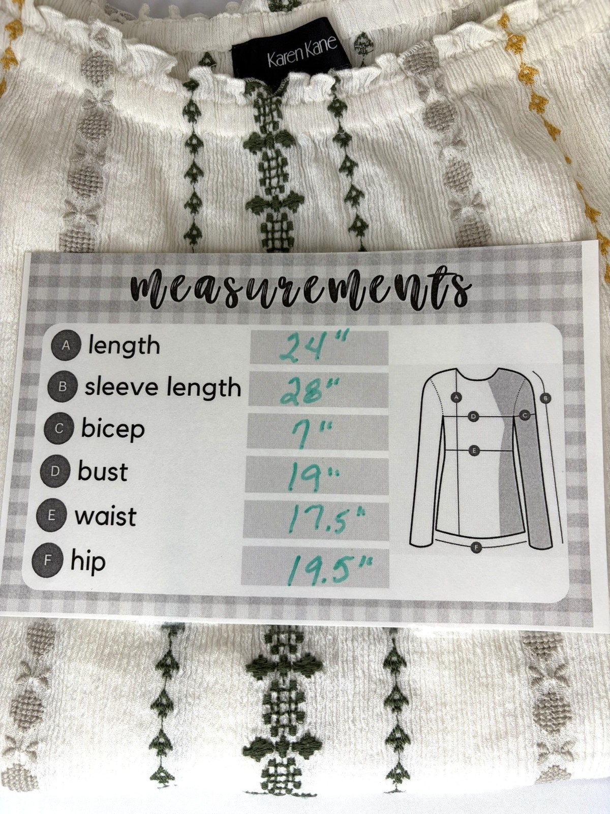 Karen Kane XL White Embroidered Boho Top 100% Cotton Long Sleeve Cottagecore EUC