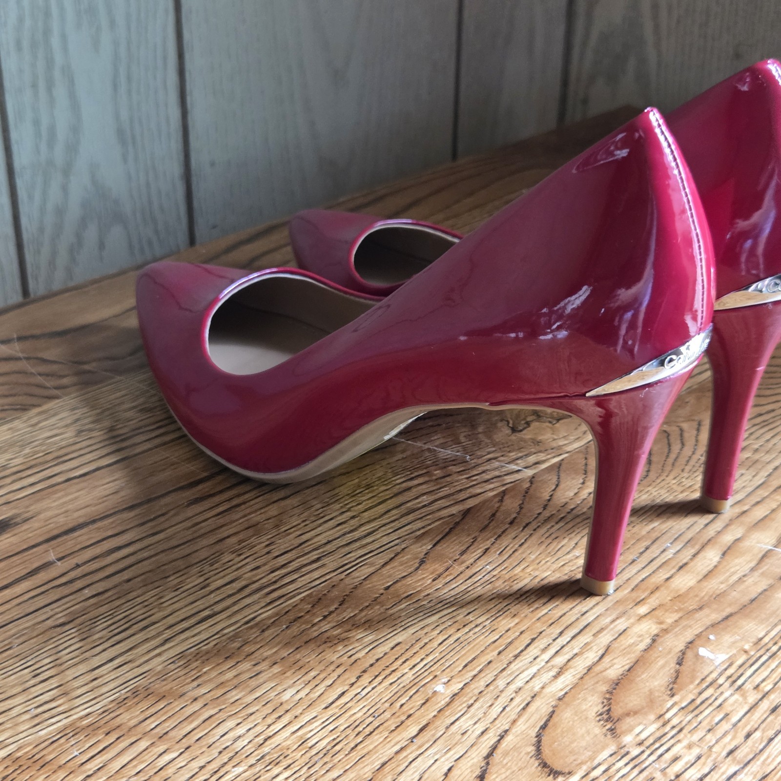 Calvin Klein Women’s Crimson Red Susan Patent Smooth High Heels – 9 us