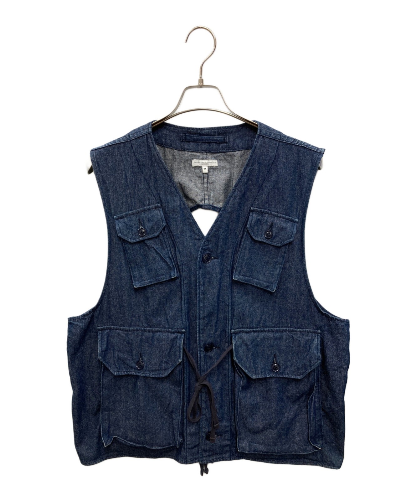Engineered Garments C-1 Vest CP Denim Indigo M USA Made 6 Pocket Utility Used