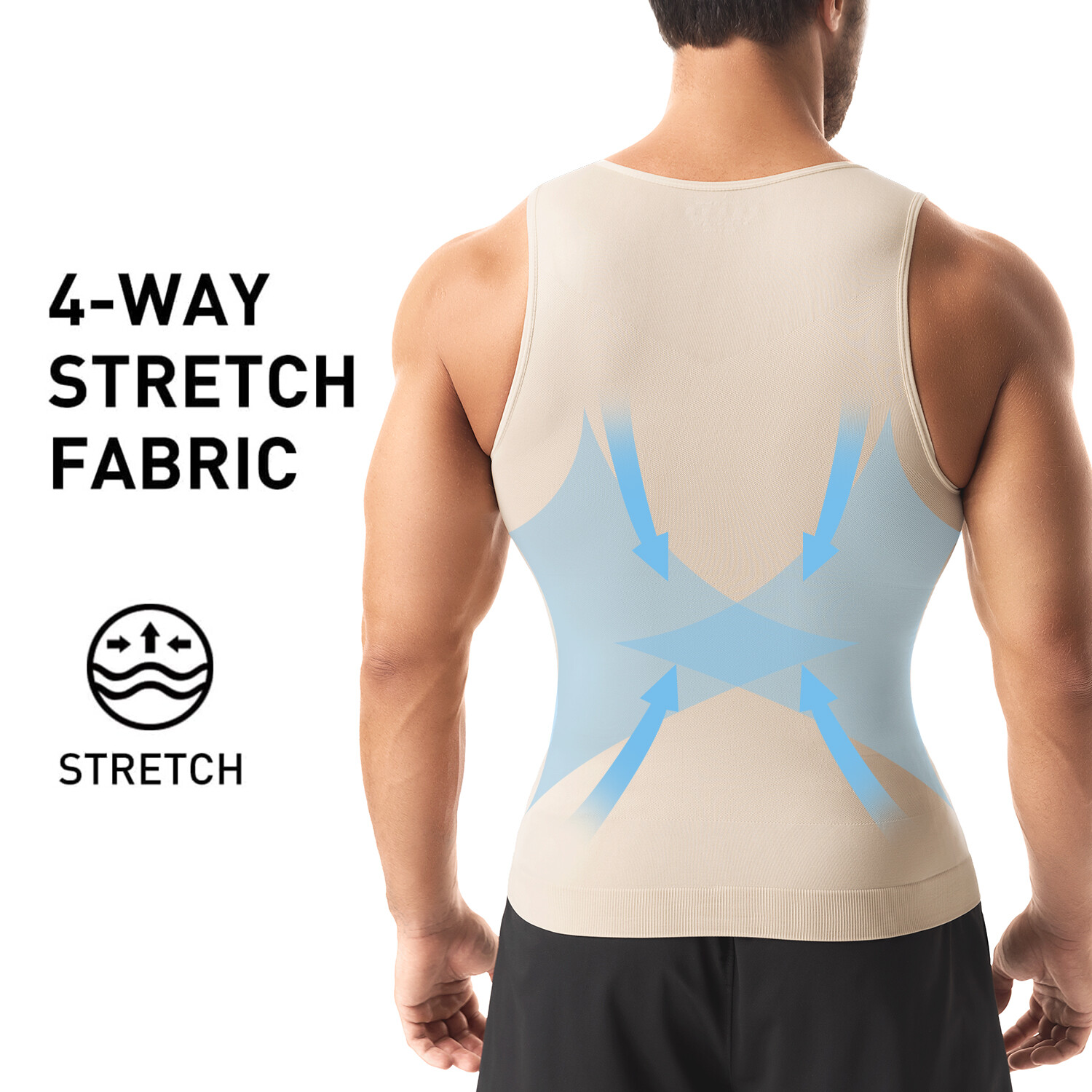 4 Pack Men Slim Body Shaper Vest Gynecomastia Compression Tummy Control Shirts
