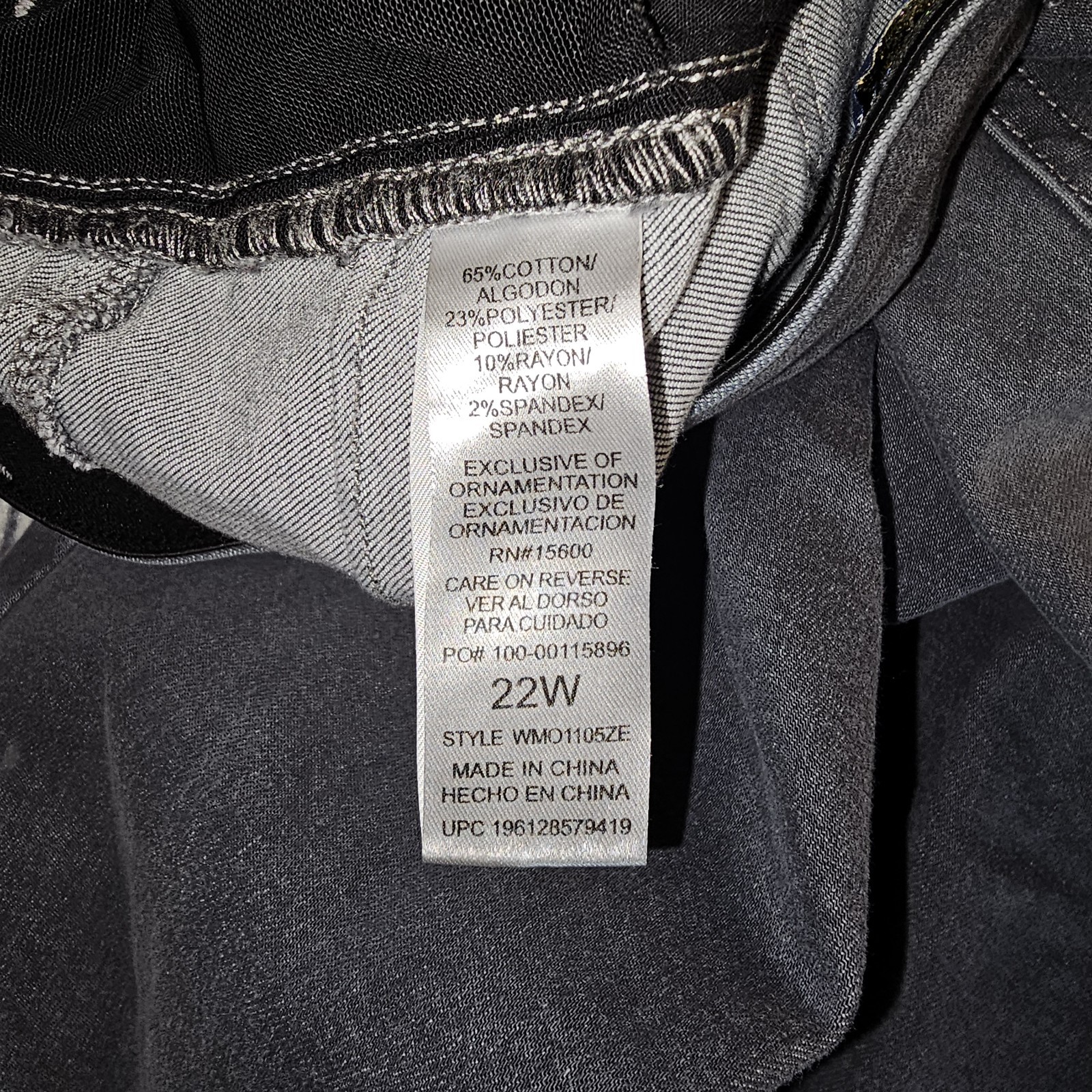 Democracy “Ab” Solution Grey Womens Straight Jeggings Jeans 22W