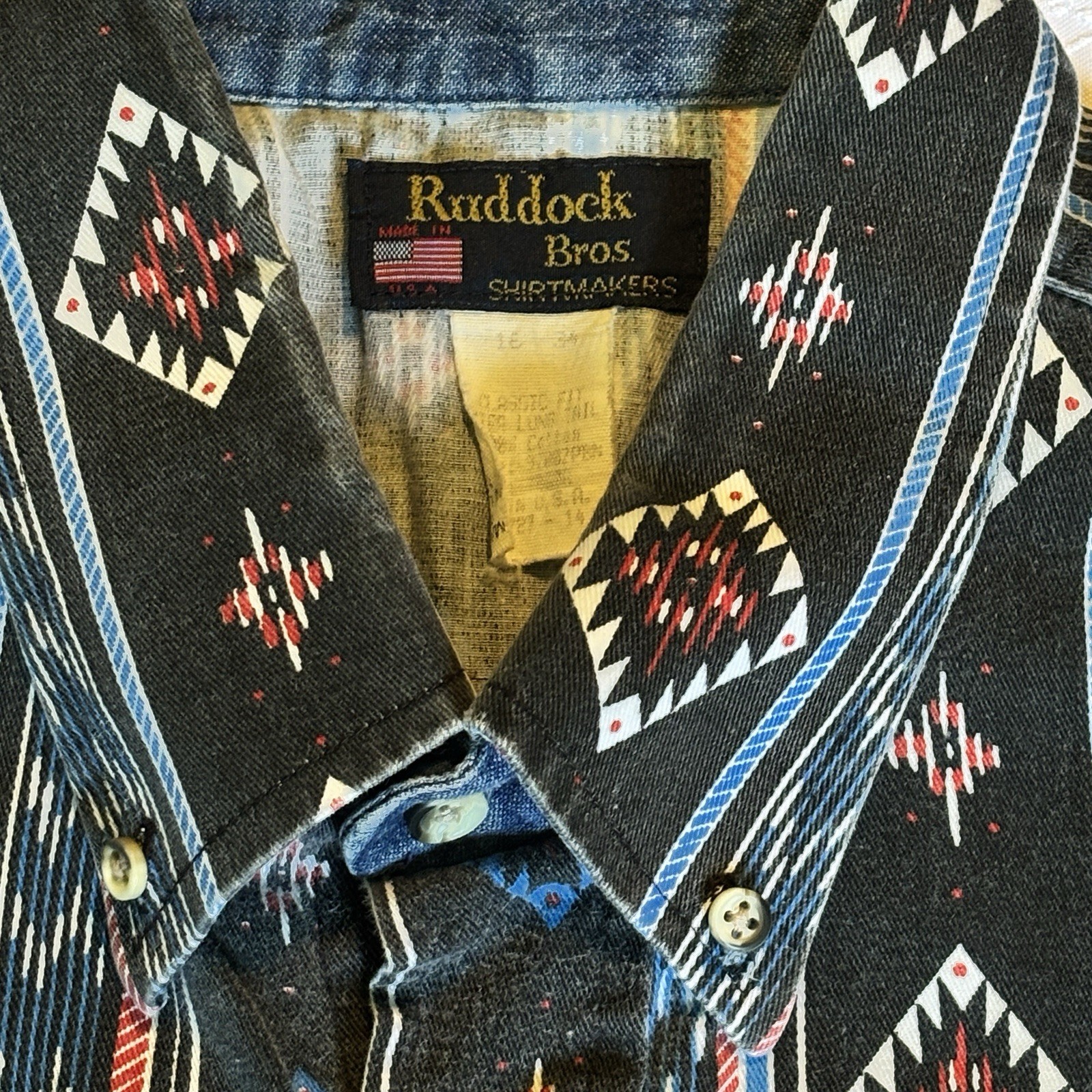 80s 90s RUDDOCK BROS Aztec Shirt Mens size Large short sleeve Western Cowboy USA