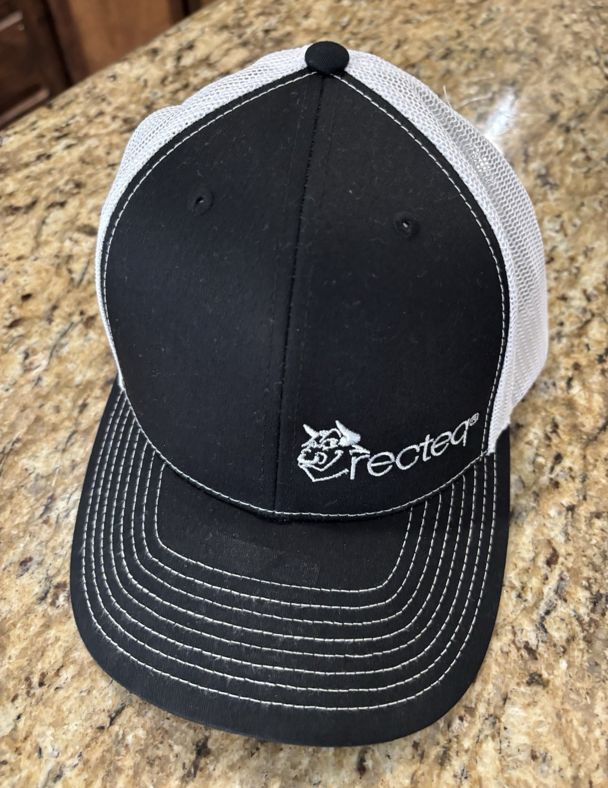 Black/White Trucker Hat, Mesh Back Adjustable, Unisex Adults One Size