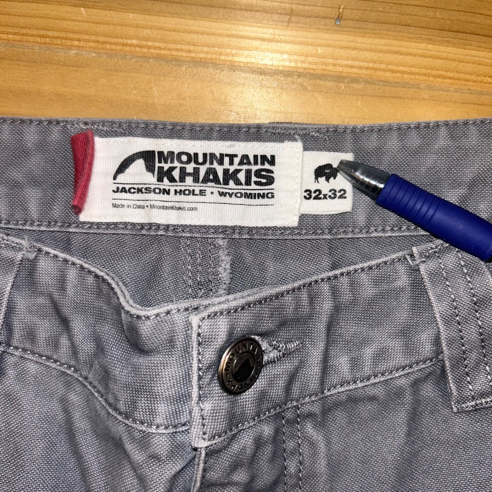 Mountain Khakis Pants Mens 32×32 Gray Slim Fit Straight Leg Hiking Pants