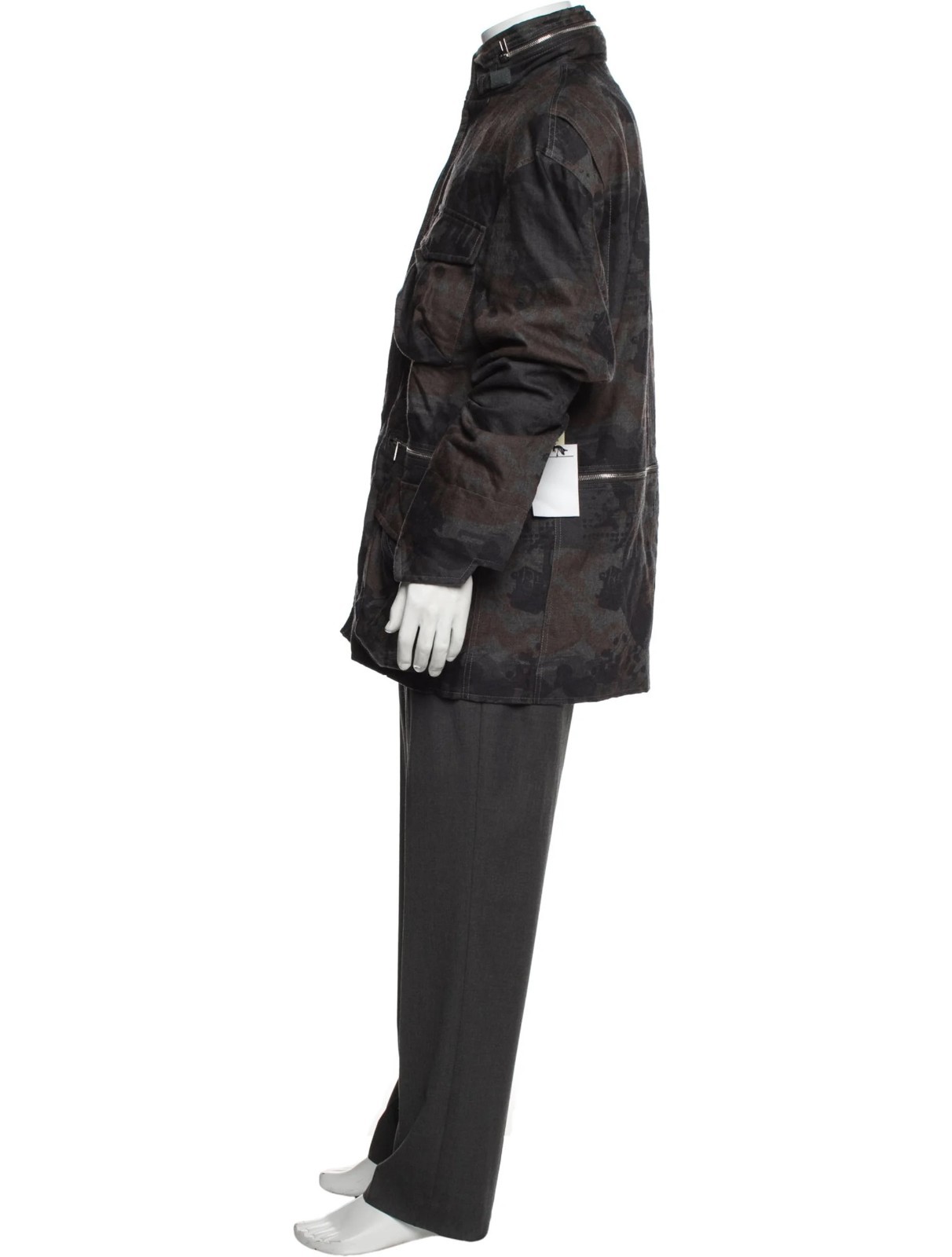 Marc Jacobs Men’s 48 Camo Field Jacket Full Zip Stand Collar Pockets