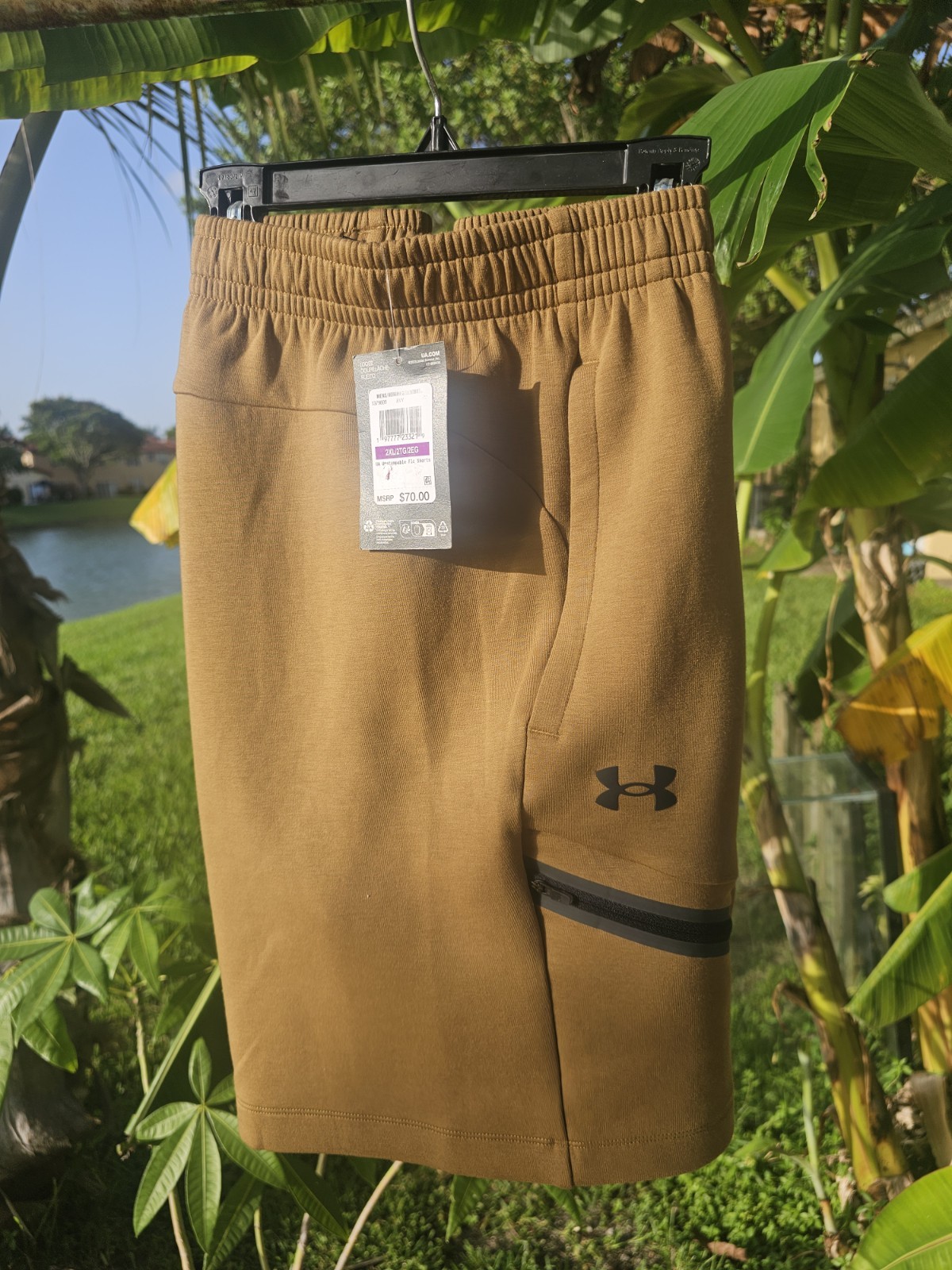 Under Armour Men’s Unstoppable Fleece Shorts Size 2XL Brown 1379809 498