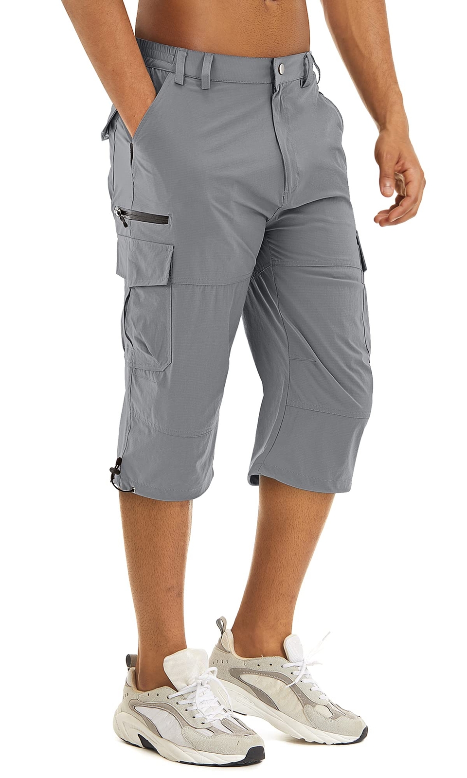 Mens 3/4 Capri Shorts Below Knee Quick Dry Cargo Work Casual Sports Hiking Pants